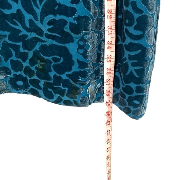 ANTHROPOLOGIE MOULINETTE SOEURS Matilija Teal Silk & Velvet Burnout Dress Sz 2 - Picture 8 of 11